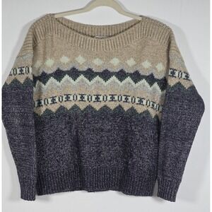 Victorias Secret Womens Medium Cotton Wool Alpaca Knit Fair Isle Sweater Cozy